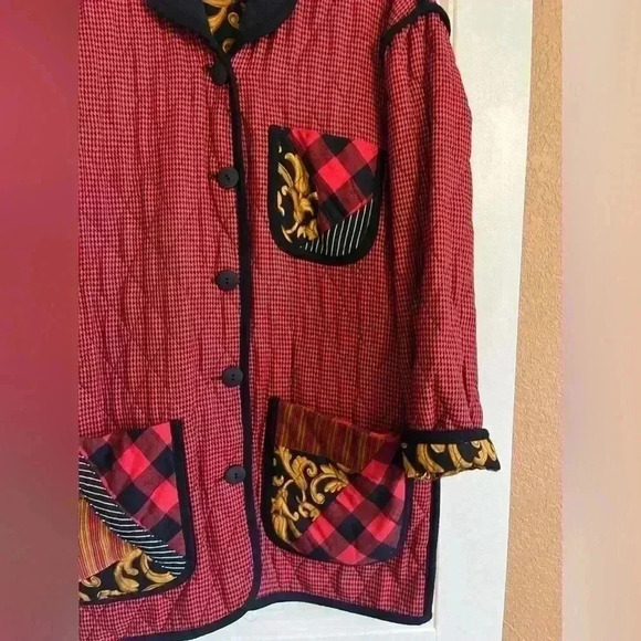 Vintage CANVASBACKS LUTTON & HORSFIELD Red Black Buffalo Plaid Jacket Medium - Picture 3 of 7